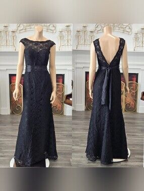 Morilee Black Lace Sweetheart Illusion Bridesmaid party Prom Dress size 10 NWT